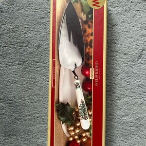 Spode Christmas Tree Design Cake Server with Red and Green Accents